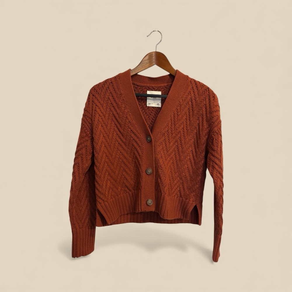 A&F Rust Cropped Cardigan Sweater